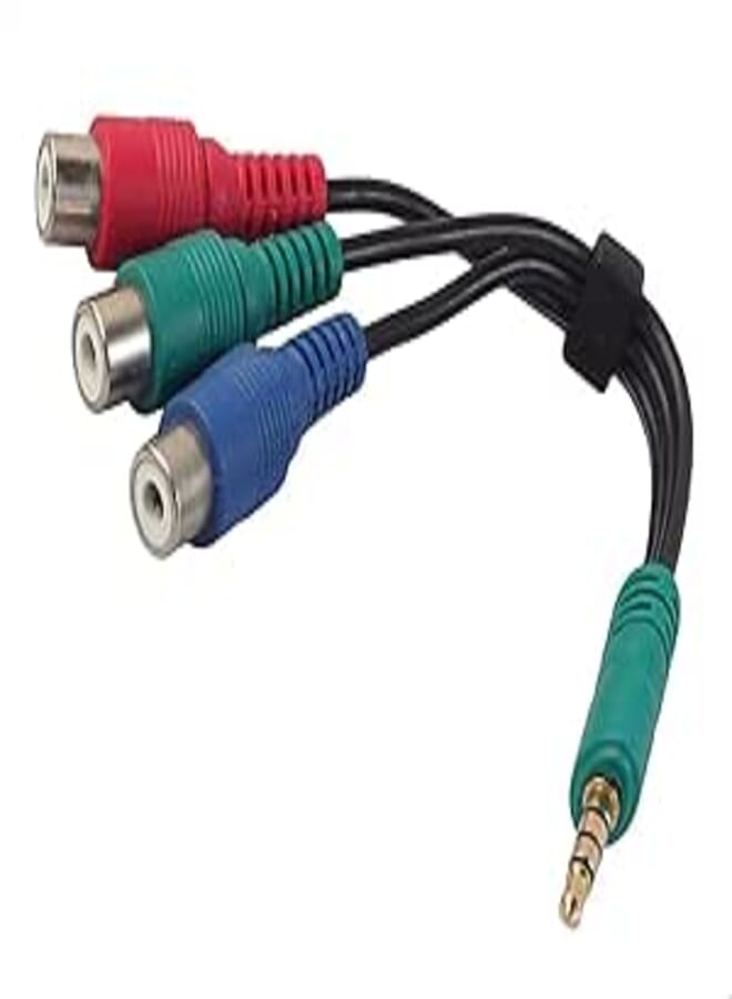 Keendex kx2339 aux 3.5mm male to 3 rca female adapter, 20cm - black